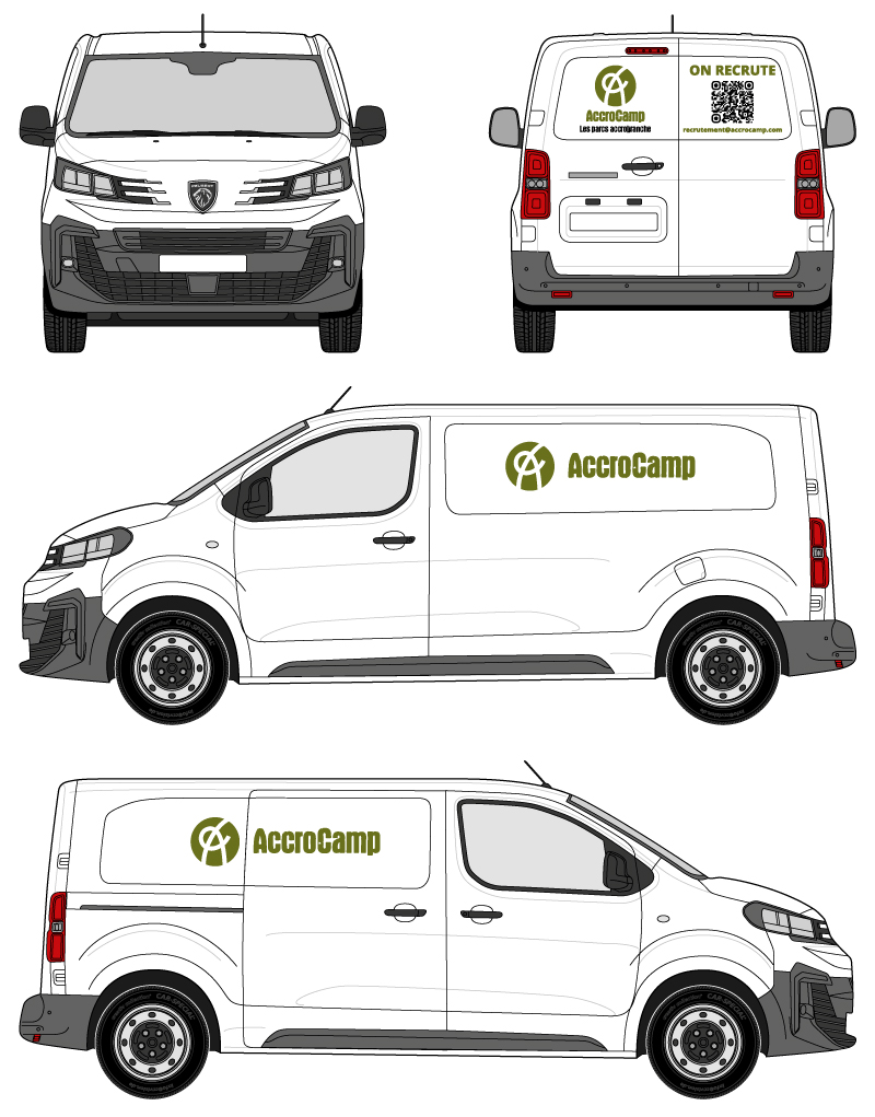 Marquage publicitaire sur Peugeot Expert pour Accrocamp Marquage publicitaire sur Peugeot Expert pour Accrocamp